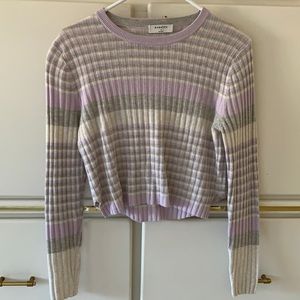 Aritzia striped sweater - slightly cropped. Lavender, gray, & cream